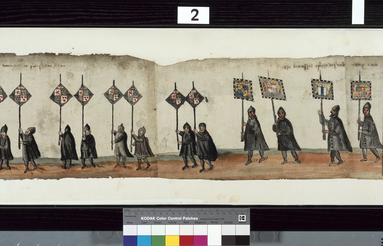 ハントリー侯爵ジョージ1世の葬儀に使用されたとされる「The Huntly Funeral Procession」のディテール 作： アレクサンダーキンケイド