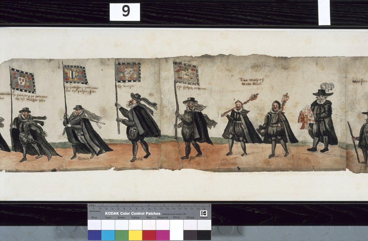 ハントリー侯爵ジョージ1世の葬儀に使用されたとされる「The Huntly Funeral Procession」のディテール 作： アレクサンダーキンケイド