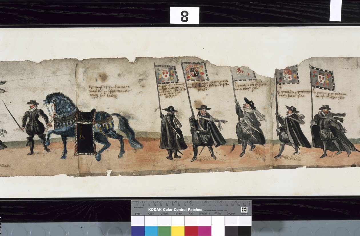 ハントリー侯爵ジョージ1世の葬儀に使用されたとされる「The Huntly Funeral Procession」のディテール 作： アレクサンダーキンケイド