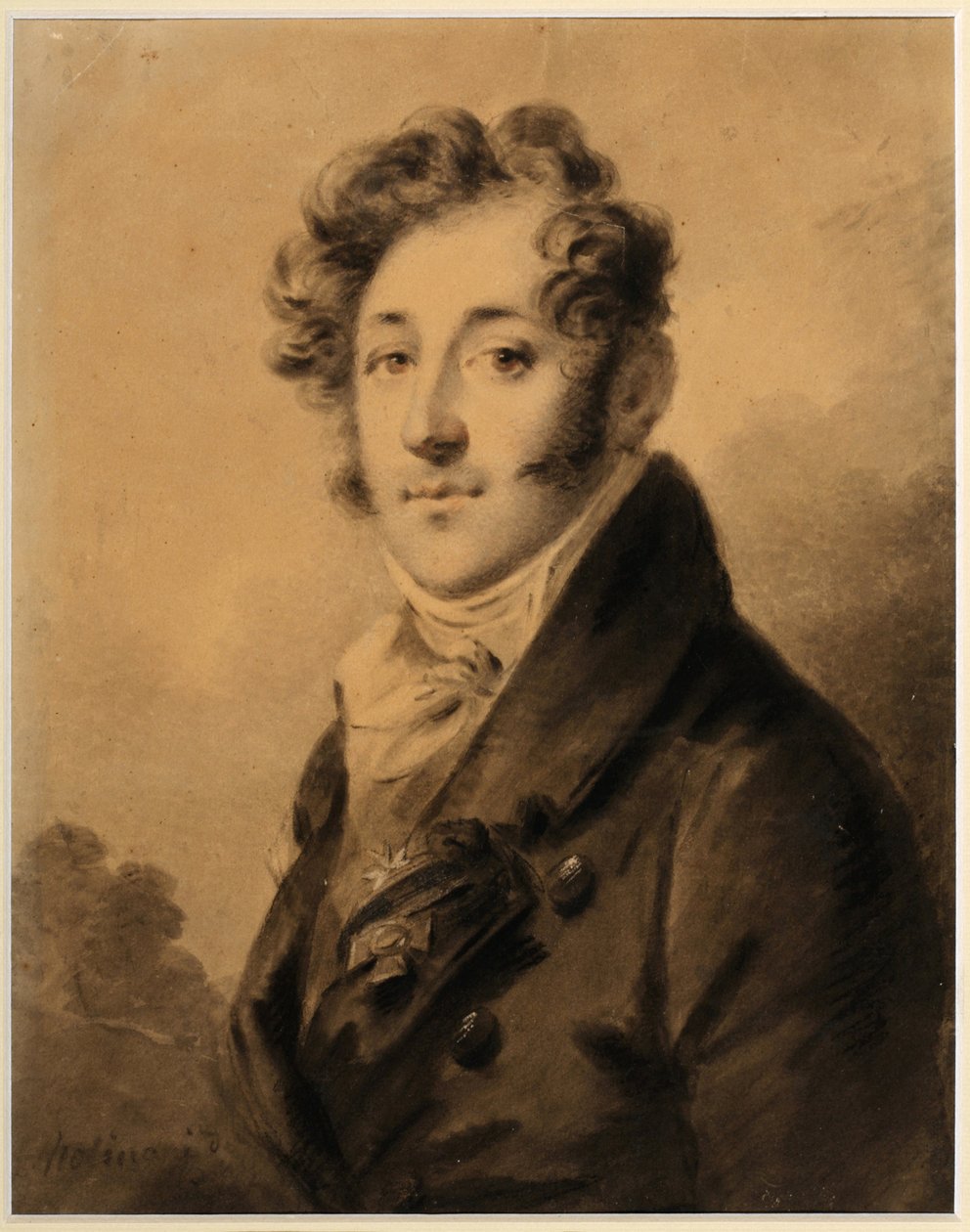 Konstantin Yakovlevich Bulgakov (1782-1835) の肖像 - Alexander (Alexandre) Molinari (1772-1831) の作品、Sanguine と紙にチョーク、1800 年頃、28x22.3 cm - (Konstantin Yakovlevich Bulgakov の肖像、Sanguine、黒いチョークとホワイトカラーオン 作： アレクサンダー・モリナリ