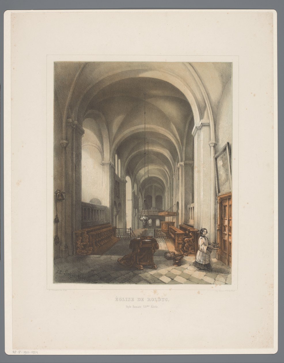 ロールダック修道院教会の内部 Église de Rolduc、Style Roman XIIme Siècle (オブジェクトのタイトル) Rolduc et ses environments (シリーズタイトル) 作： アレクサンダーシェープケンス