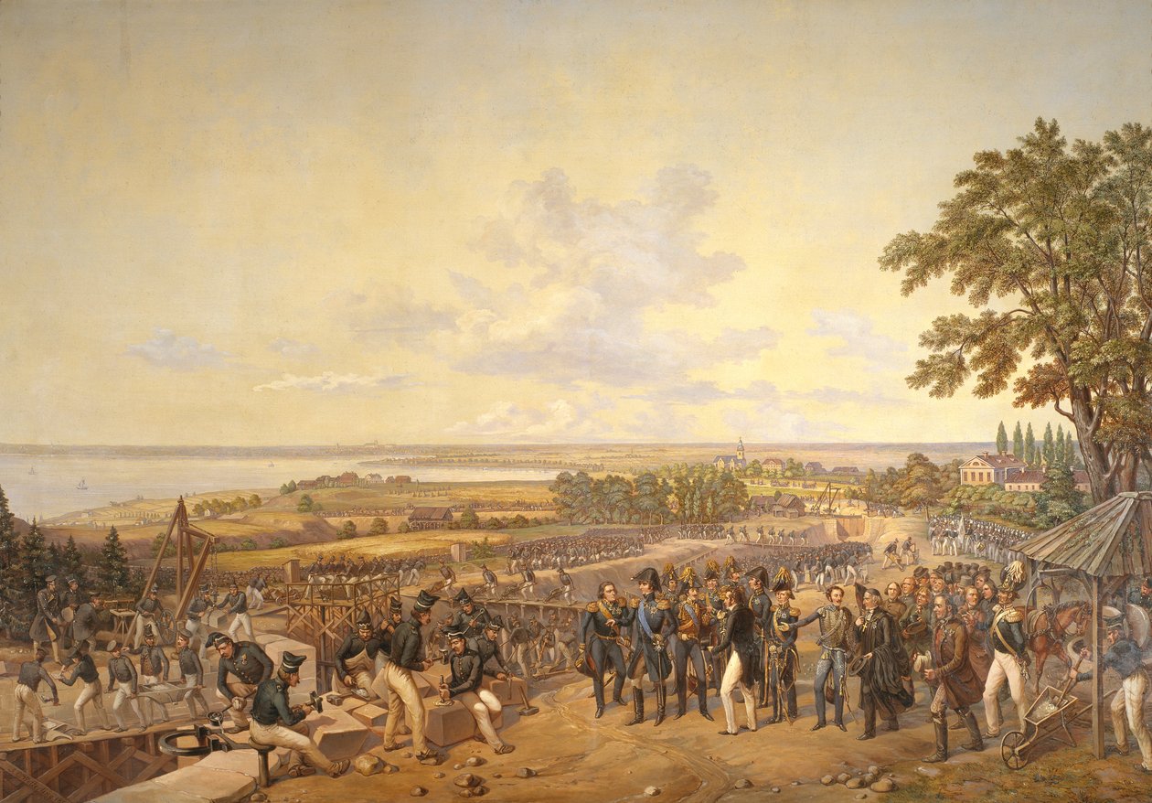 1819年、1856年にベルグの運河水門を訪れたスウェーデンのカール14世ヨハン（1763-1844） 作： アレクサンダー・ウェタリング