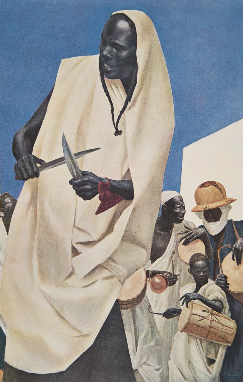 La Danse du Kuli-Kuta（Niamey）Dahomeyの古代の人間の犠牲のパロディ）、アフリカのデッサンと絵画から、シトロエンセンターアフリカ遠征、2回目のハートミッションで実行されました 作： アレクサンダー・ヤコブレフ