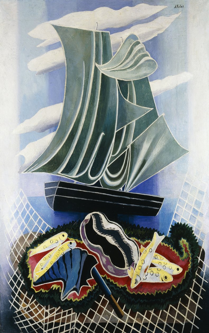 ボート; Le Bateau、c.1936（キャンバスのオイル） 作： アレクサンドラ・アレクサンドロヴナ・エクステル