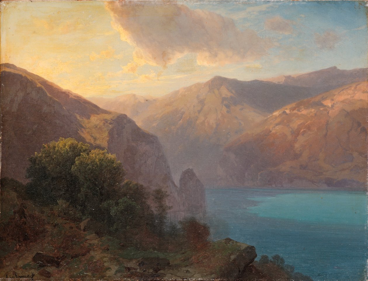 Prèsde Seelisberg：1862年、スイスのゼーリスベルクから見たルツェルン湖の眺め 作： アレクサンドル・カラメ