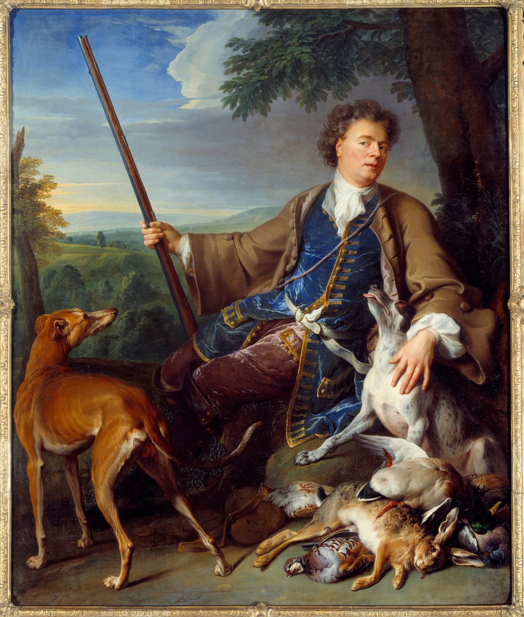 セルフポートレート。狩人としての画家の肖像。フランソワ・デスポータス（1661-1743）の絵画 作： アレクサンドル・フランソワ・デスポルテ