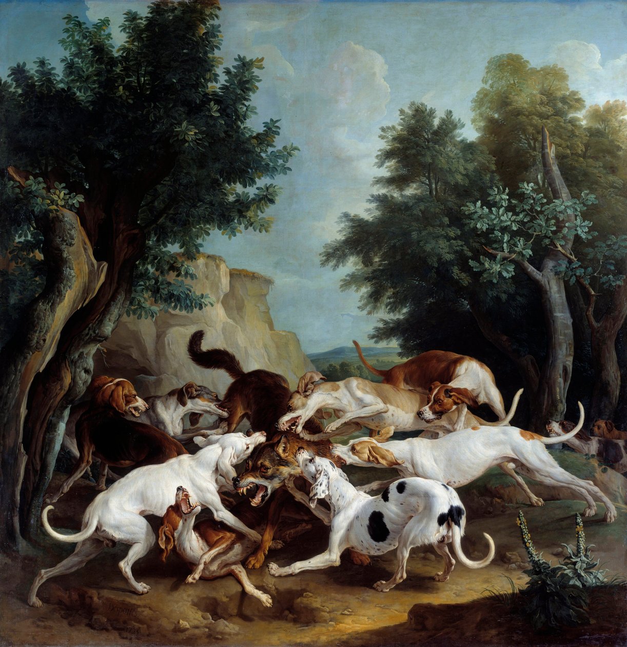 オオカミ狩り フランソワ・デスポータス（1661-1743）の絵画 1725年 日3,36x3,32 mのトナカイ、ボザール美術館 作： アレクサンドル・フランソワ・デスポルテ