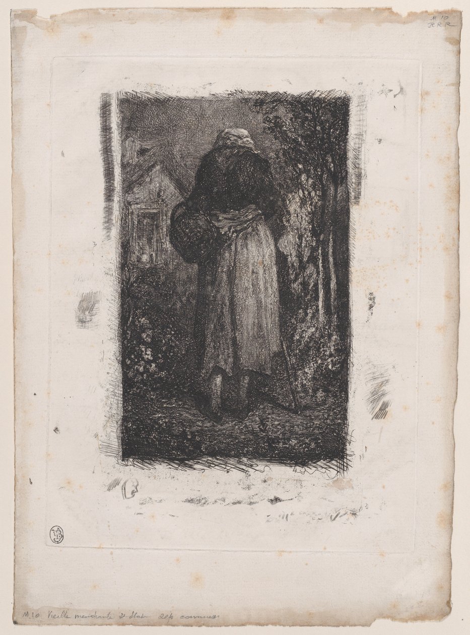 年老いた物乞いの女性、1833-38。 作： Alexandre Gabriel Decamps