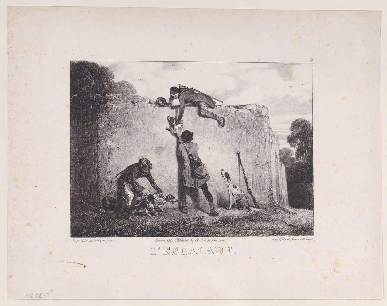 1829年の狩猟シーンシリーズからの登り。 作： Alexandre Gabriel Decamps