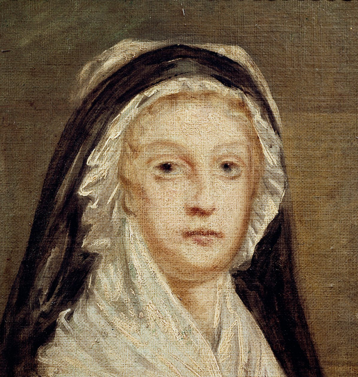 コンシェルジュリーのマリー・アントワネット」（1792-99年頃、油彩