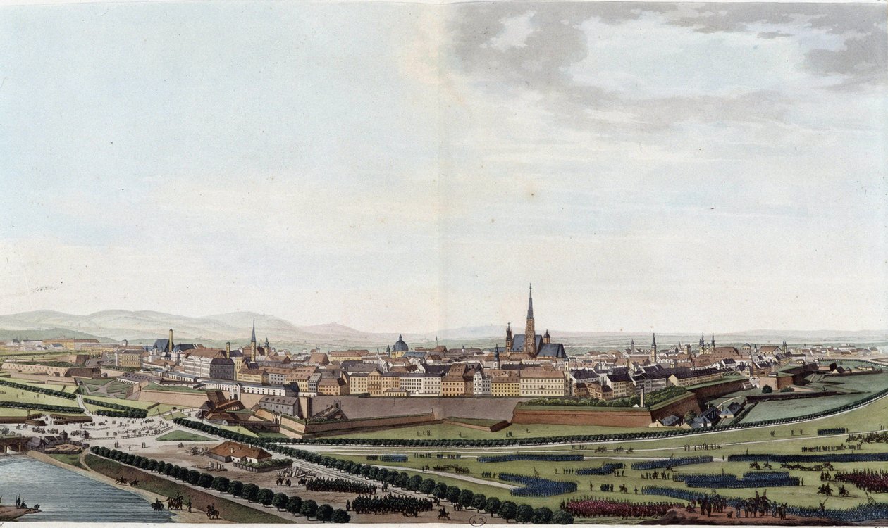 サン・シャルル教会から撮影されたウィーンの全景 - 「Voyage picturesque in Austria par le Comte Alexandre de Laborde」（パリ、ed. Didot l