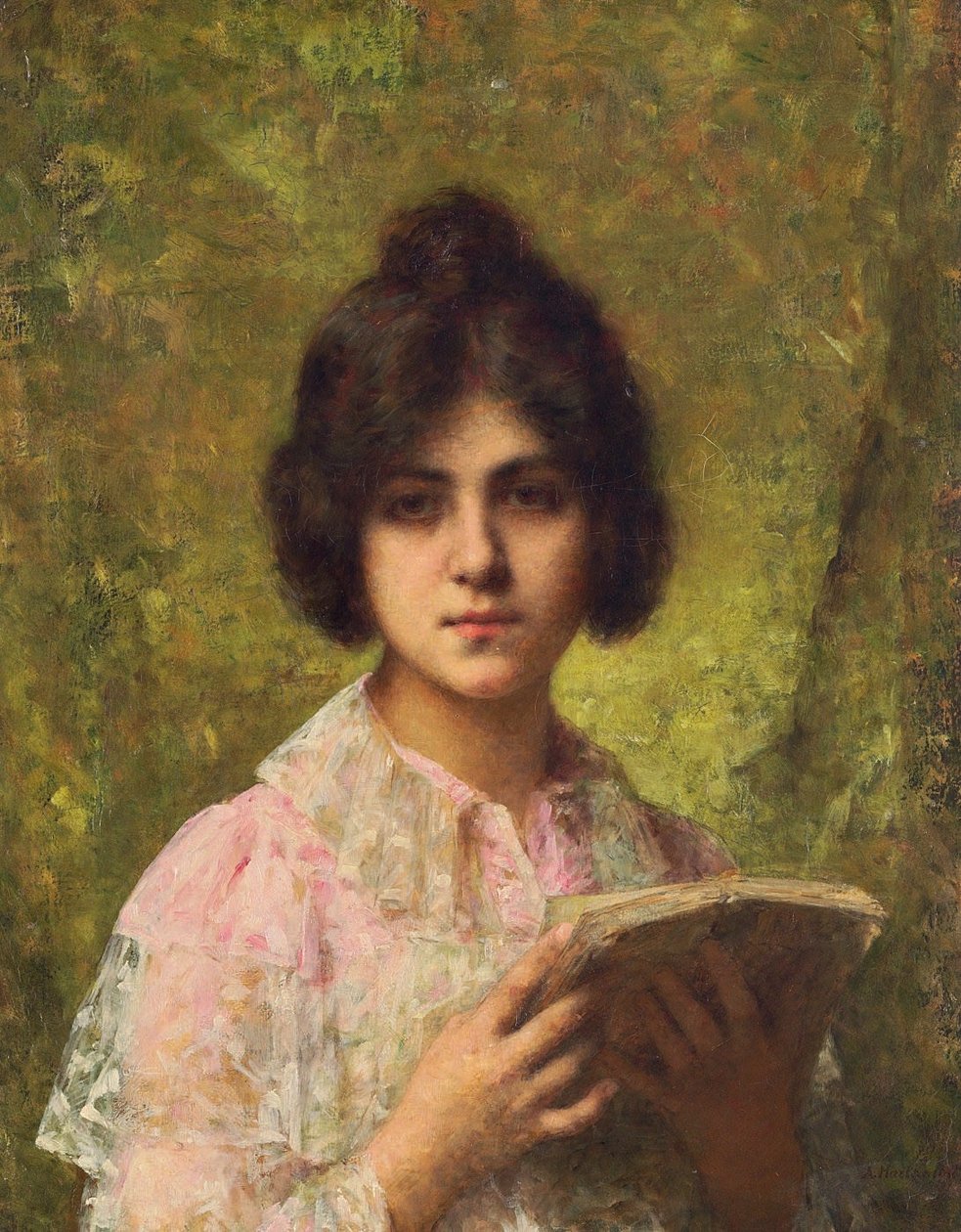 本を持っている若い女性 作： アレクセイ・ハラモフ