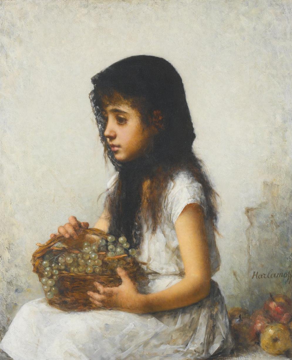 若い女の子の肖像画 作： アレクセイ・ハラモフ