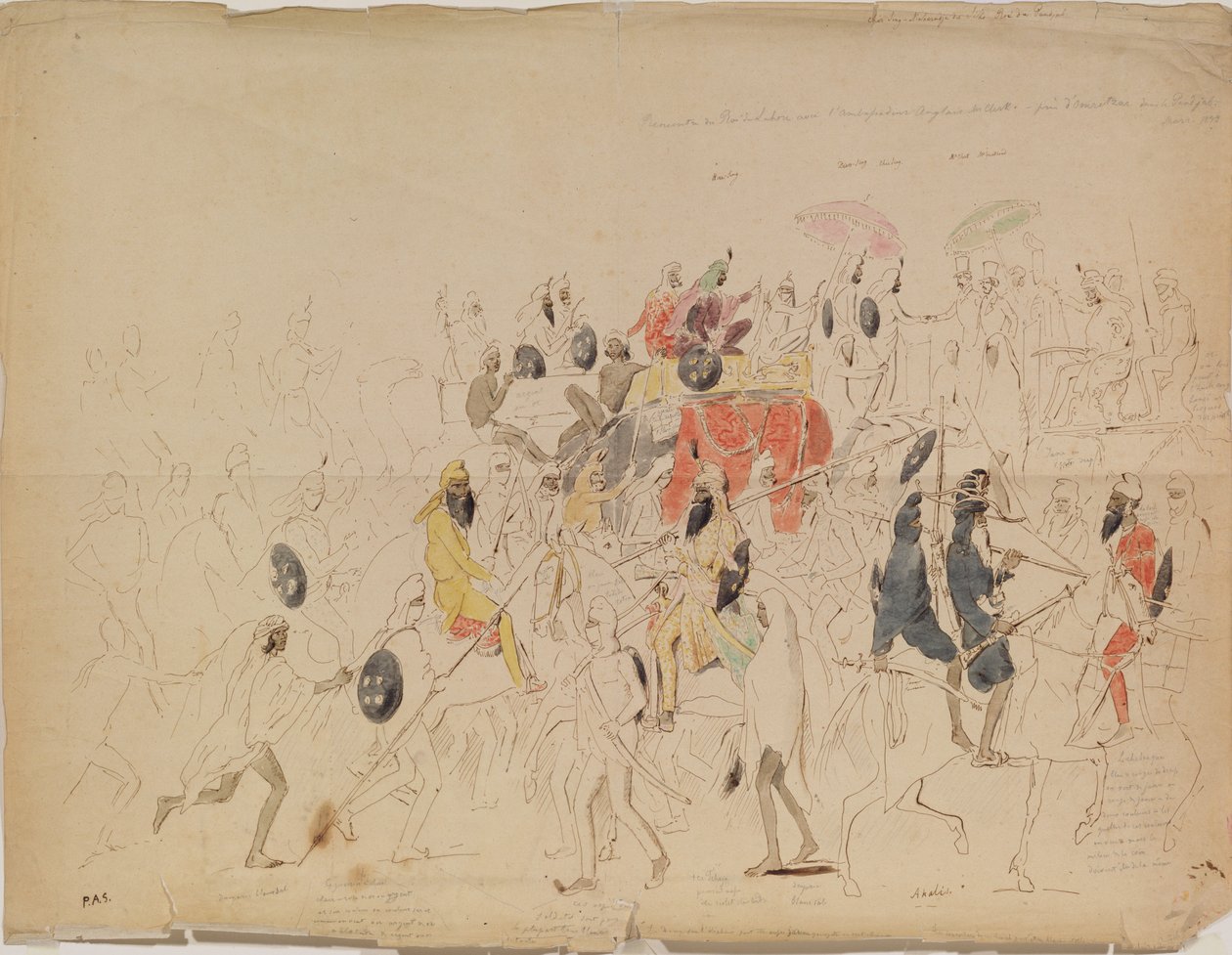 1842年、パンジャブ州のマハラジャ・シェール・シンと英国大使クラークの会談, 1842 作： Alexei Dmitriyevich Saltykov