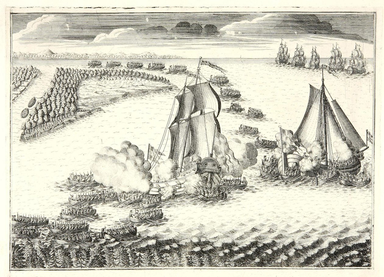 1703年、1720年代の5月18日のネヴァ川河口での戦い 作： アレクセイ・フョドロヴィッチ・ズボフ