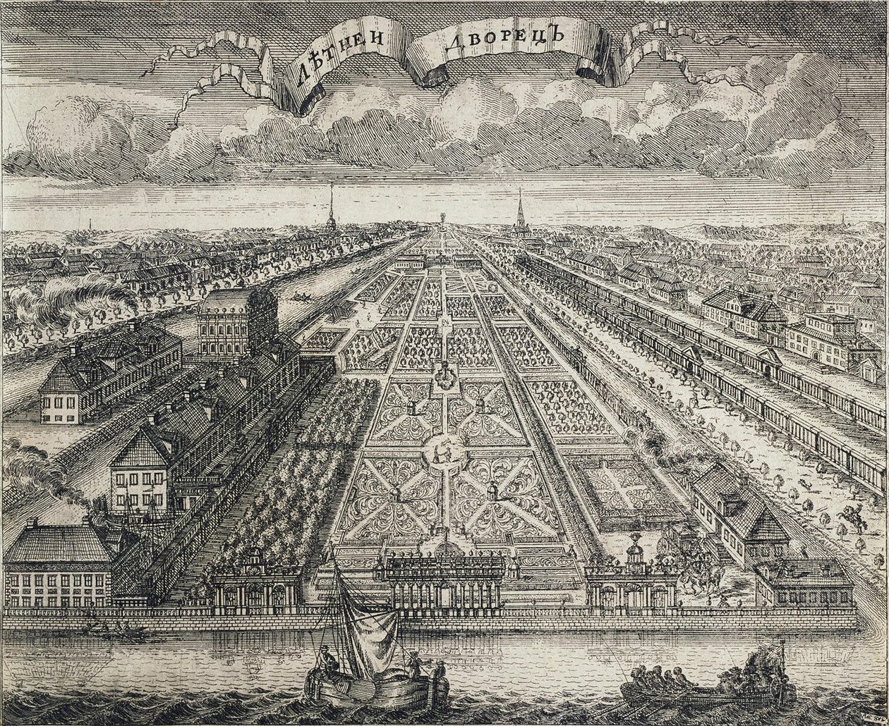 1717年、ネヴァ川からのサマーガーデンの眺め 作： アレクセイ・フョドロヴィッチ・ズボフ