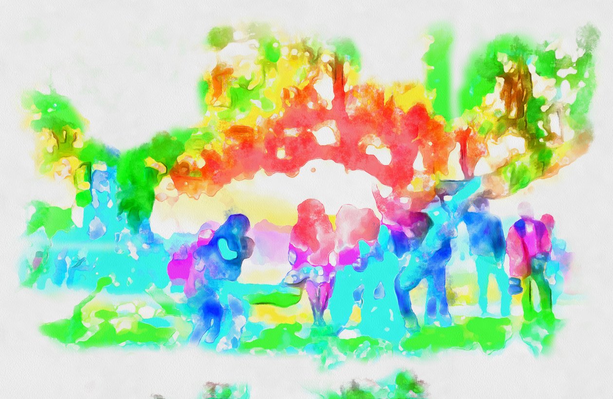 2020年、春の公園（ミクストメディア） 作： アレクセイ・マホフ