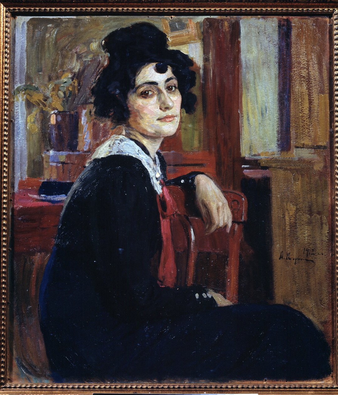 フランス人女性（フランス人女性）。 Alexei Mikhaylovich Korin (Korine) (1865-1923) による絵画、キャンバスに油彩 作： アレクセイ・ミハイロヴィチ・コーリン