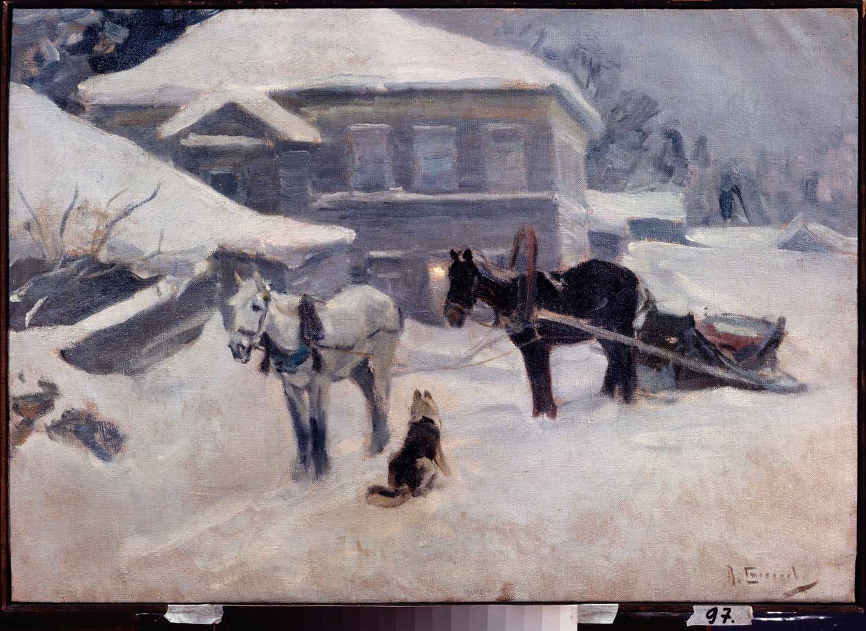 カントリーホテル - アレクセイステパノビッチステパノフ（1858-1923）による絵画、キャンバスに油彩、19世紀後半から20世紀初頭のロシアの芸術、風景 - 北オセチアのMトゥガノフ美術館、ウラジカフカス（ロシア） 作： アレクセイ・シュタイパノビッチ・ステパノフ