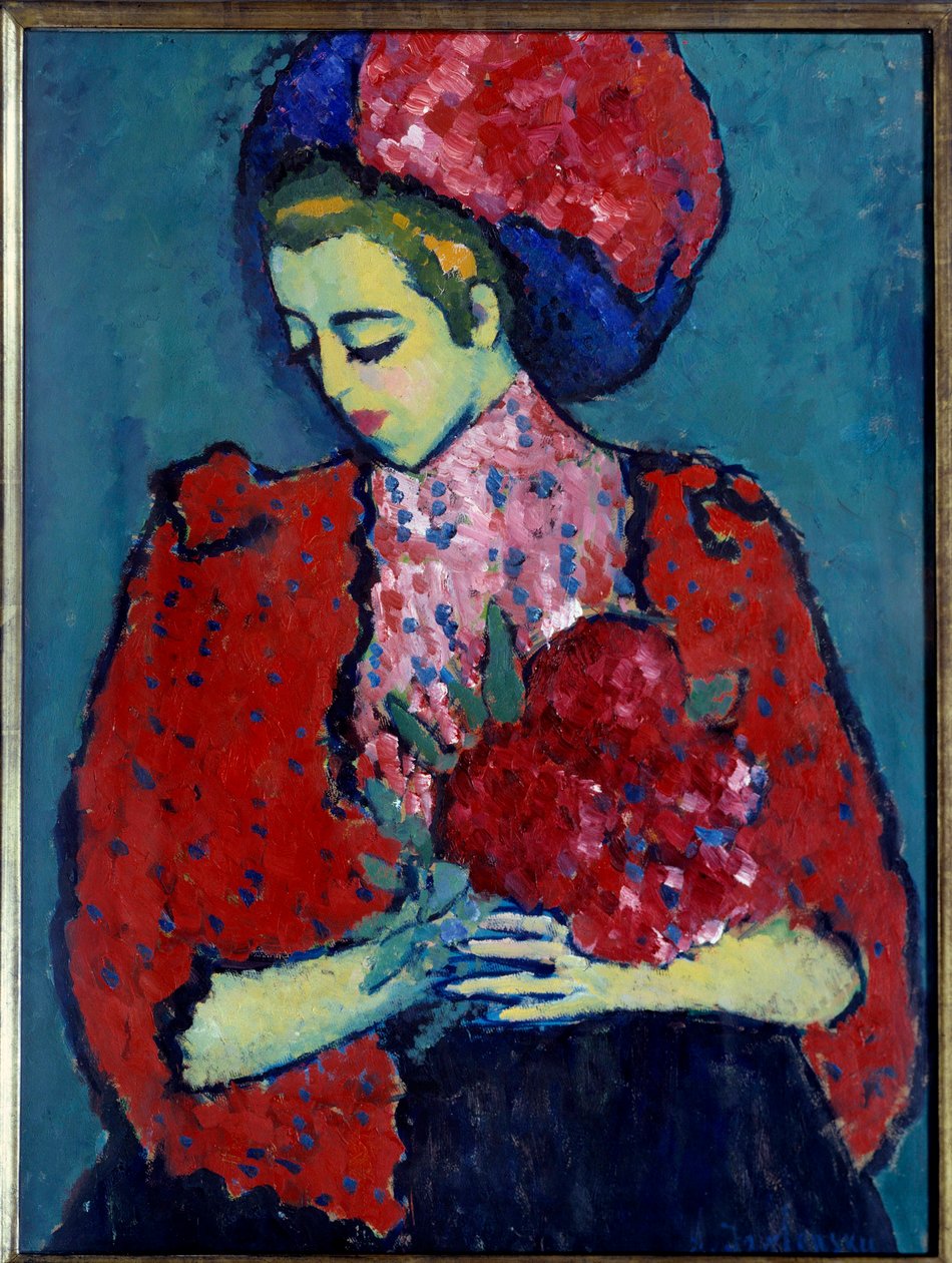 アレクセイ・フォン・ジャヴレンスキー（Alexi von Jawlensky, Alexej von Javlenski）（1864-1941）の牡丹の少女の絵 作： アレクセイ・フォン・ヤウレンスキー
