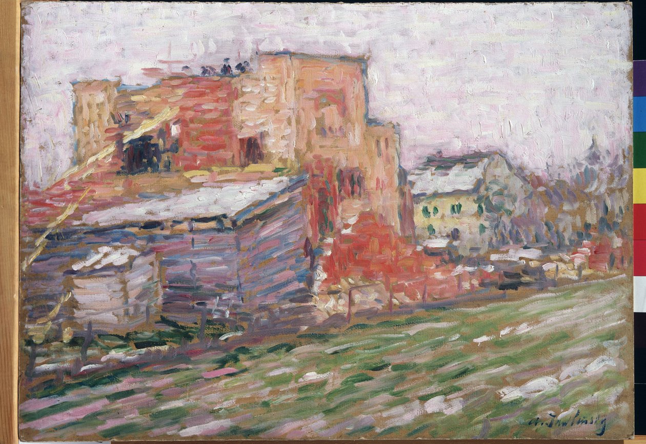 「通りの眺め」 アレクセイ・フォン・ヤヴレンスキー (Alexej von Jawlensky) (1864-1941) による絵画 1905 リージョナル M. ヴルベル美術館、オムスク 作： アレクセイ・フォン・ヤウレンスキー
