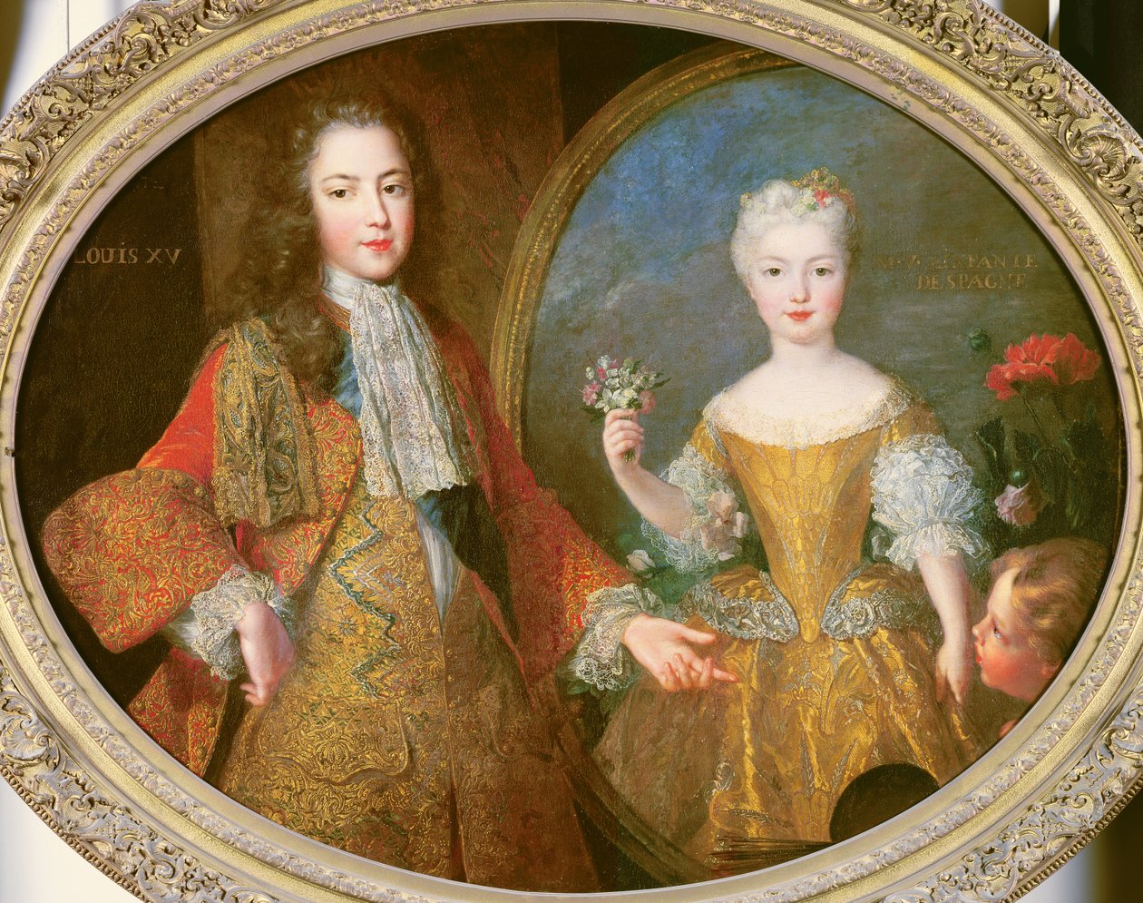 ルイ15世（1710-74）とスペインのインファンタ、マリアアナビクトリア（1718-81）c.1724 作： アレクシス・サイモン・ベル