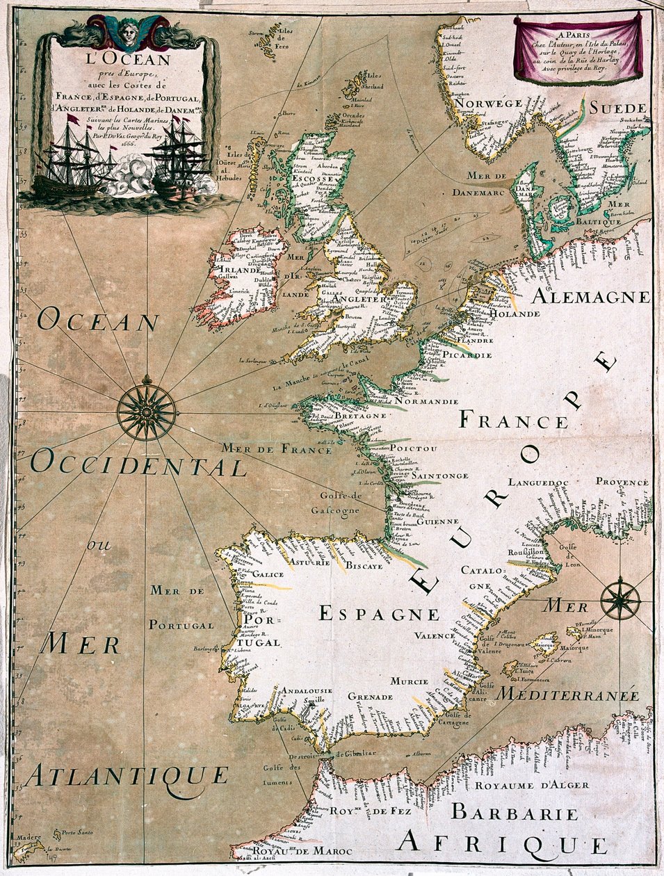 フランス、スペイン、ポルトガル、イギリス、オランダ、デンマークの海岸がある海 - by A 作： アレクシス・ユベール・ジャイヨ