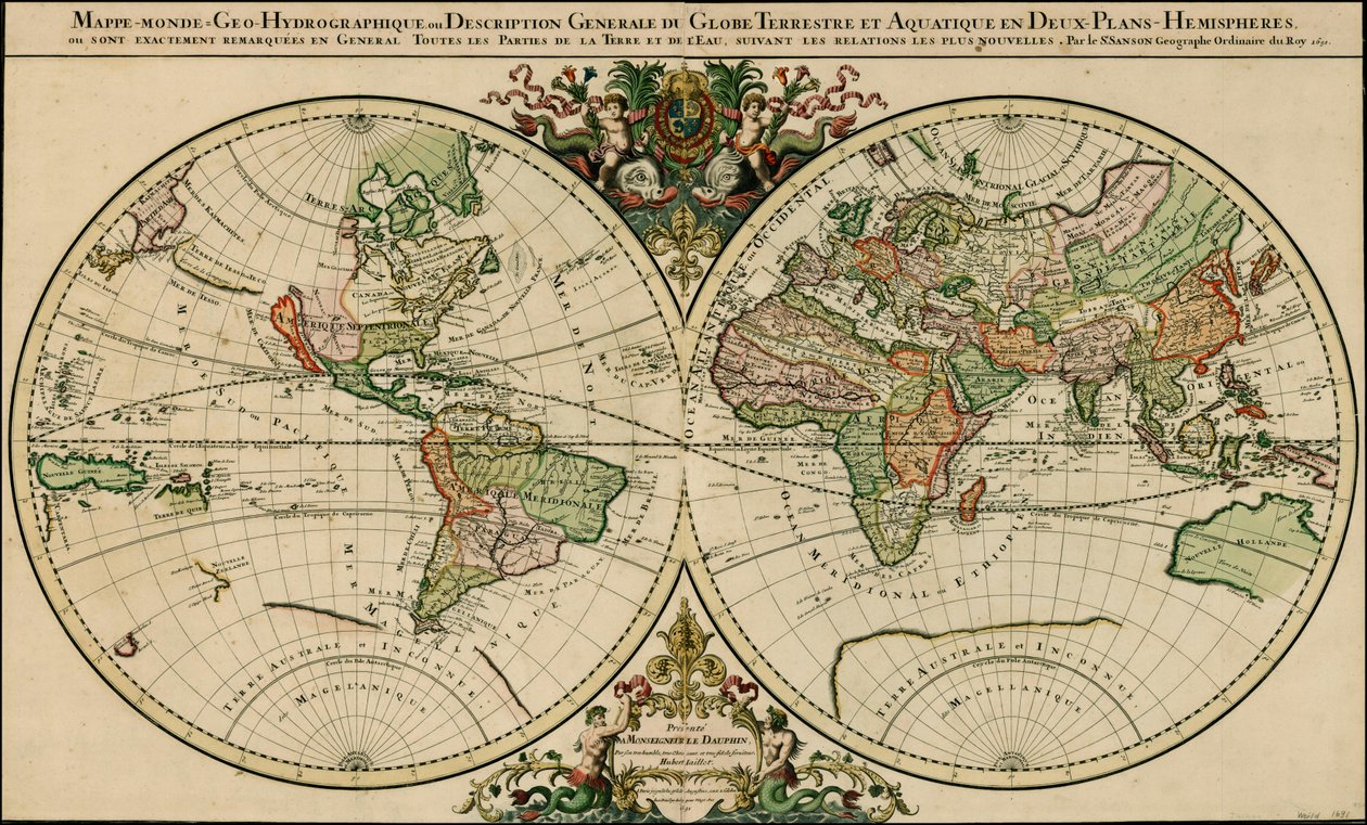 アレクシス・ユベール・ジャイヨによる1691年の世界地図 作： アレクシス・ユベール・ジェイルロット
