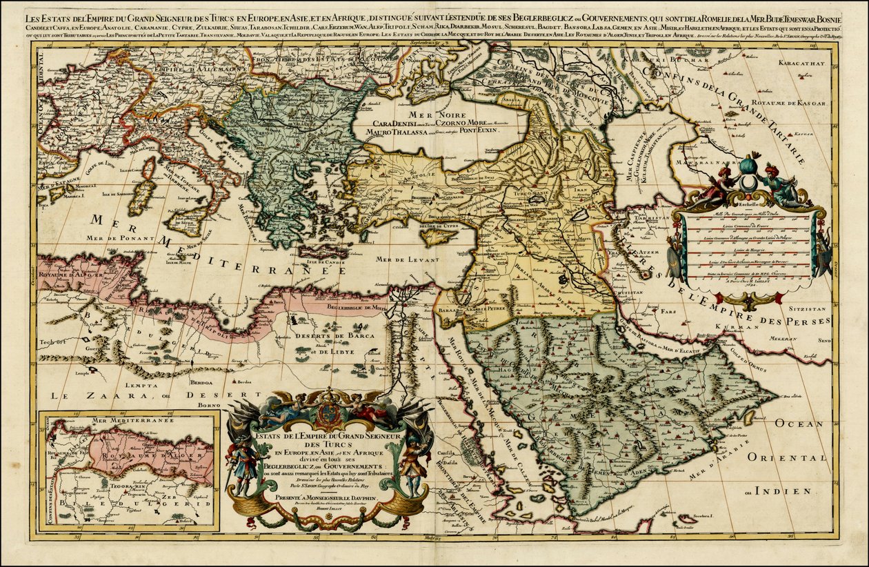1692年、ユベール・ジャイヨによるヨーロッパ、アジア、アフリカにおけるトルコ帝国の地図 作： アレクシス・ユベール・ジェイルロット