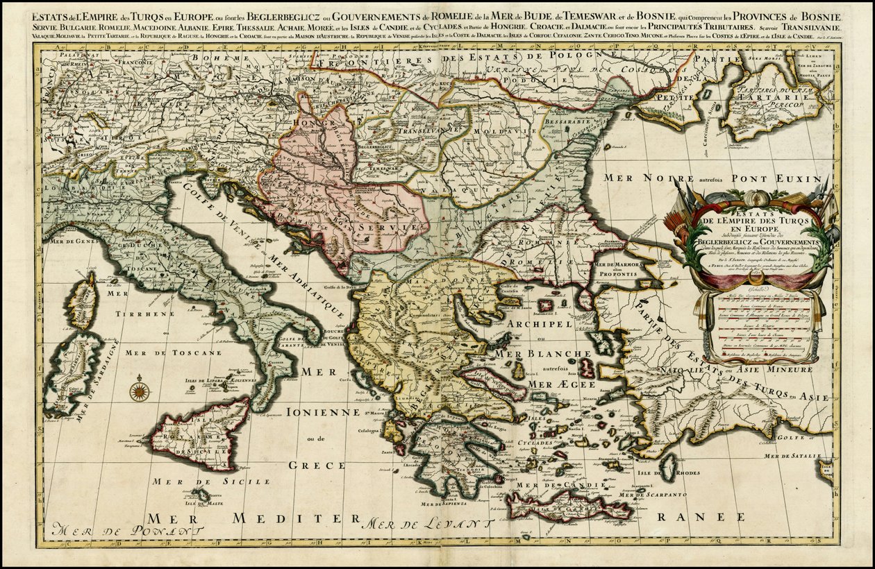 1692年、ユベール・ジャイヨによるヨーロッパにおけるトルコ帝国の地図 作： アレクシス・ユベール・ジェイルロット