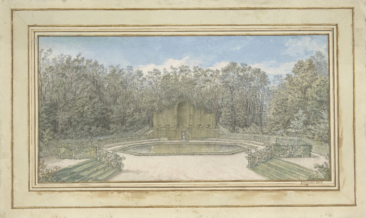 公園内のトレリス ガゼボのビュー 作： Alexis Nicolas Perignon（le vieux）
