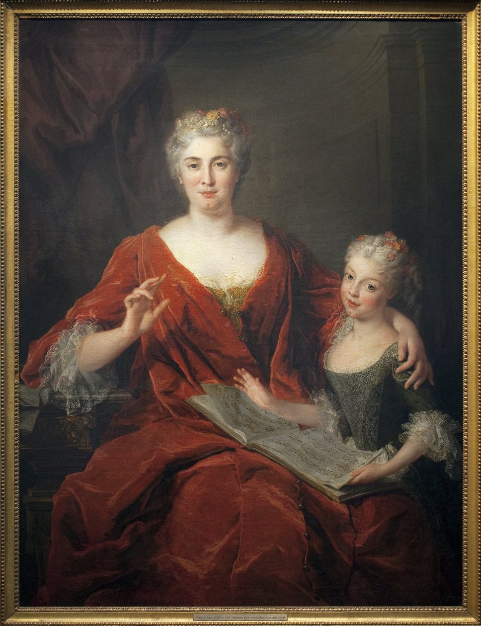 サブロンニエール夫人とその娘。アレクシス・シモン・ベル(1674-1734)の絵画、油彩・キャンバス 作： アレクシス・サイモン・ベル