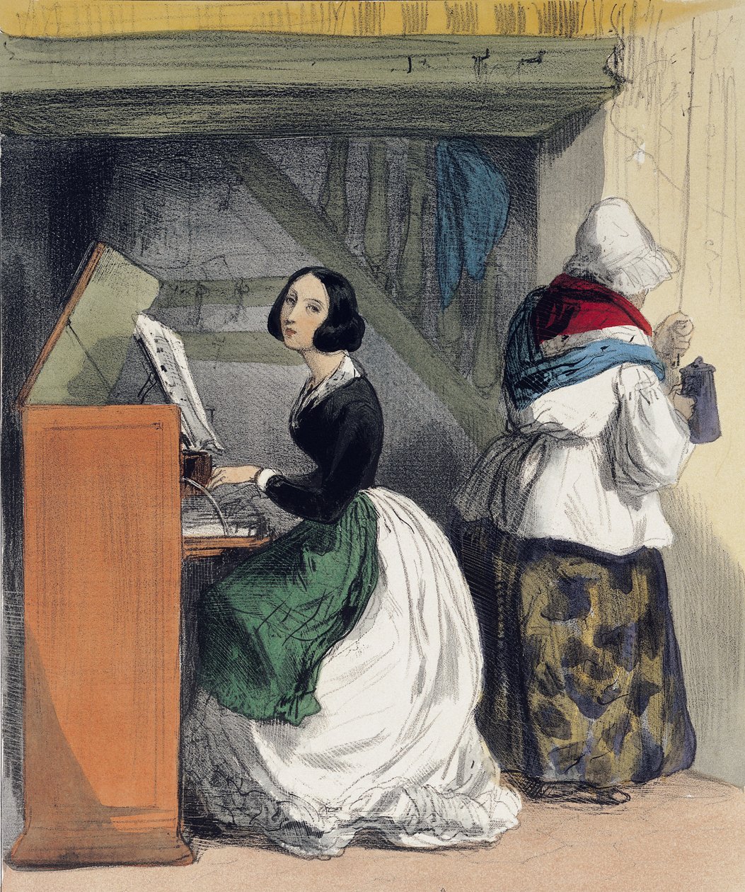 音楽学校の生徒、「Les Femmes de Paris」、1841〜42年 作： アルフレッドアンドレジェニオール