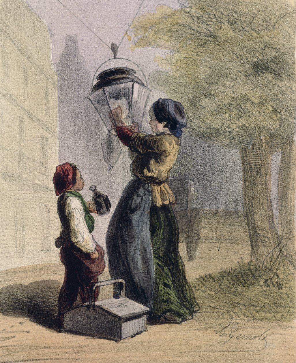ランプライター、「Les Femmes de Paris」、1841-42 作： アルフレッドアンドレジェニオール