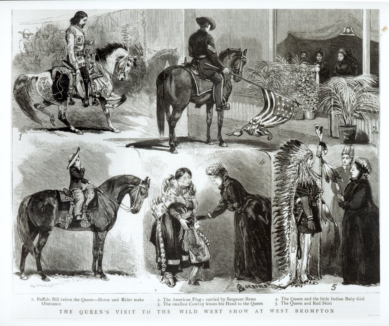 女王のウェストブロンプトンでのワイルドウェストショーへの訪問、1887年 作： アルフレッドシャントレーコルボールド