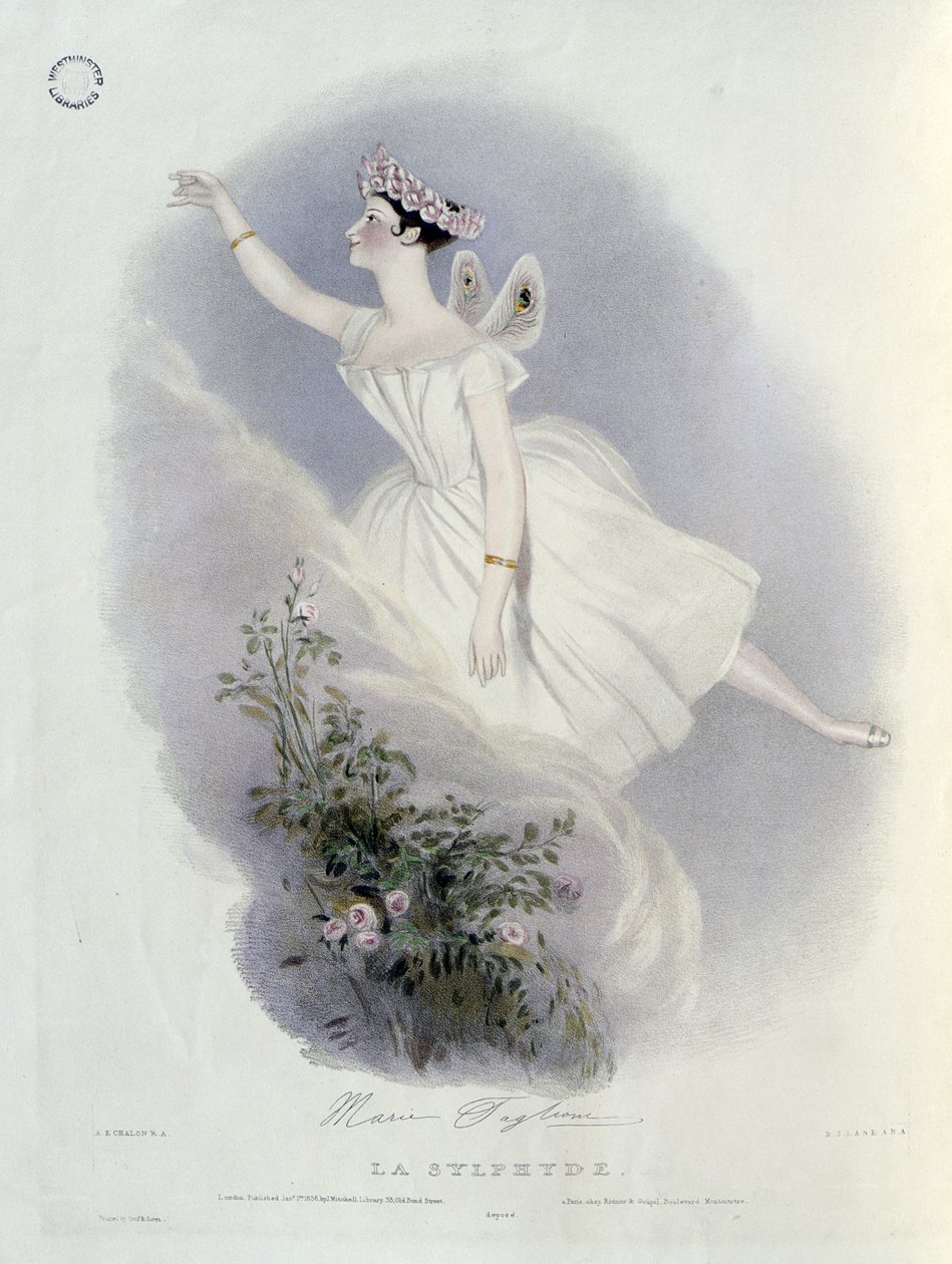 リチャードジェームスレーン（1800-72）1836によって彫刻された「La Sylphide」のマリータグリオーニ（1804-84） 作： アルフレッド・エドワード・シャロン