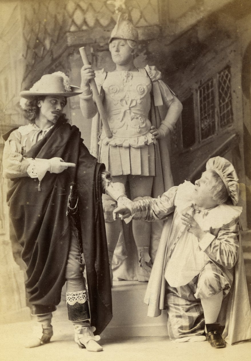 1892年の &39;La Statue du Commandeur&39;または &39;Don Juan Up to Date&39;（キャビネットの写真）のプロダクションからの像とスガナレルのドンファン 作： アルフレッド・エリス