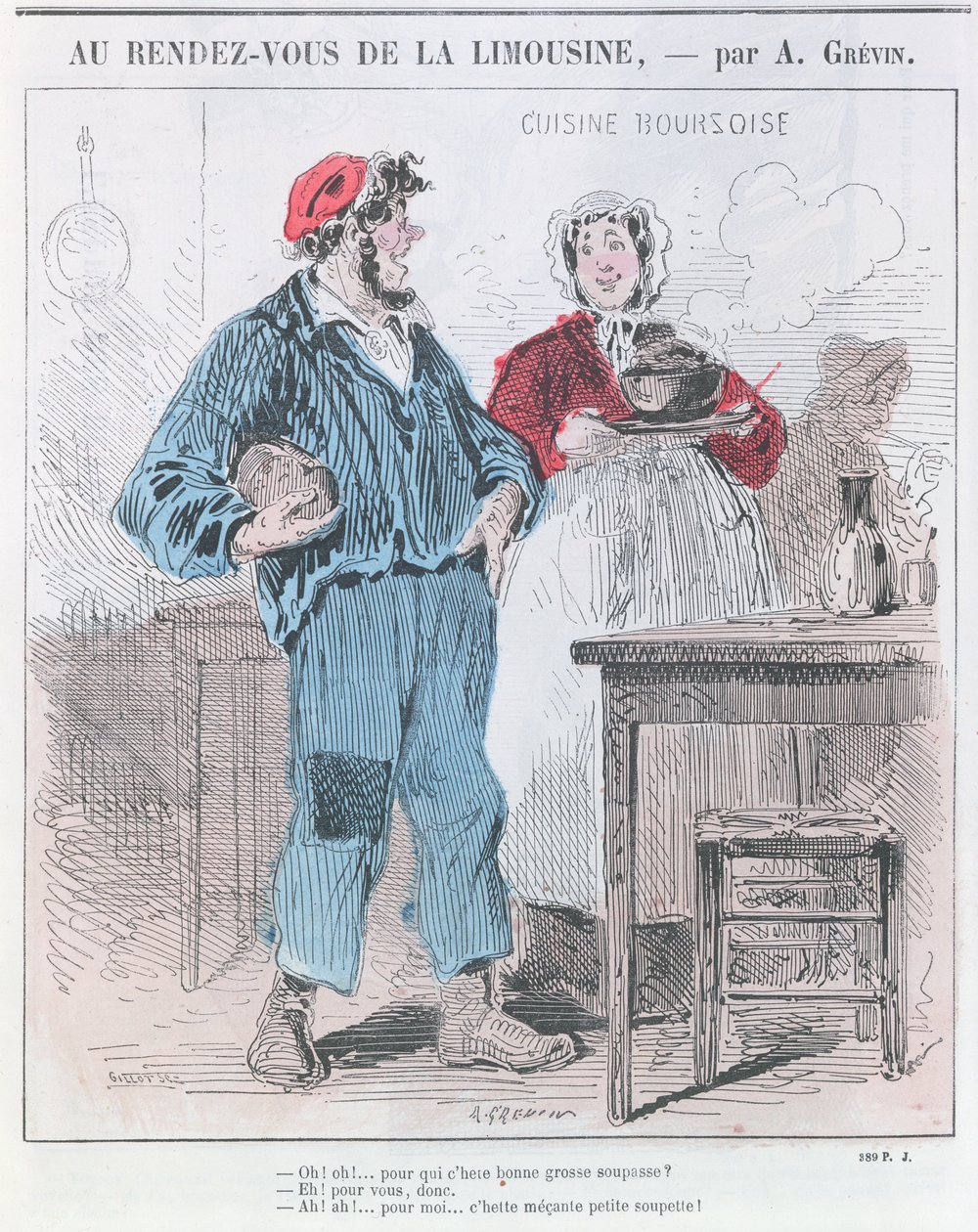 Au Rendez-vous de la Limousine、「Le Petit Journal Pour Rire」、Gillot作、1860年頃 作： アルフレッド・グレビン