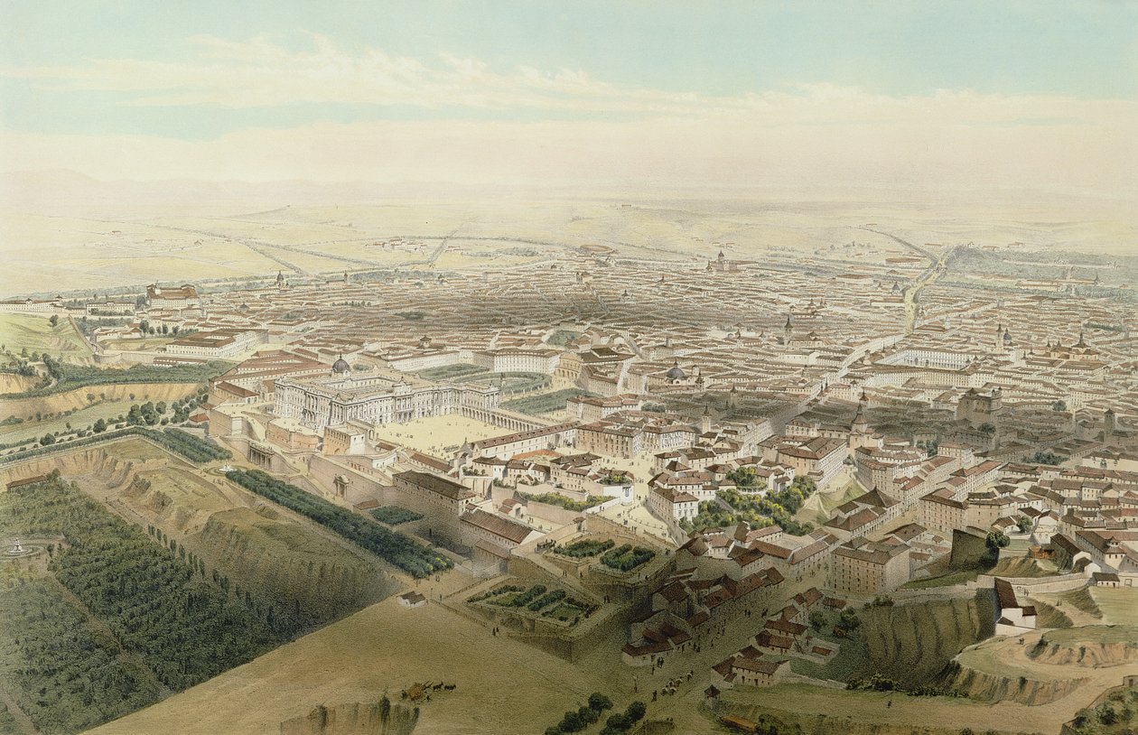 1854年にセゴビアの橋から撮ったマドリッドの全景 作： アルフレッド・ゲスドン
