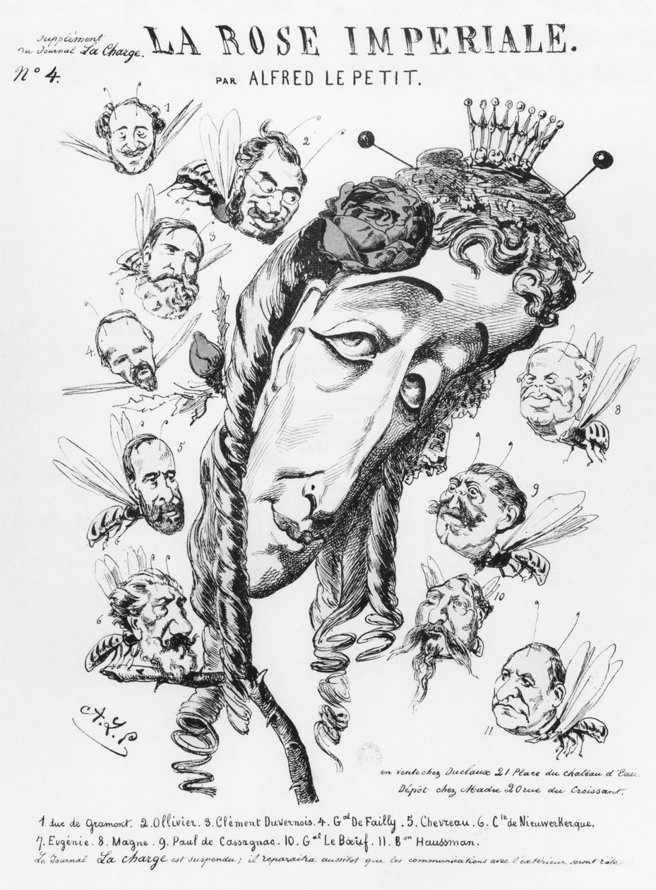 ウジェニー皇后、「ラローズインペリアーレ」のイラスト、「ラチャージ」の補足、1870年 作： アルフレッド・ル・プティ