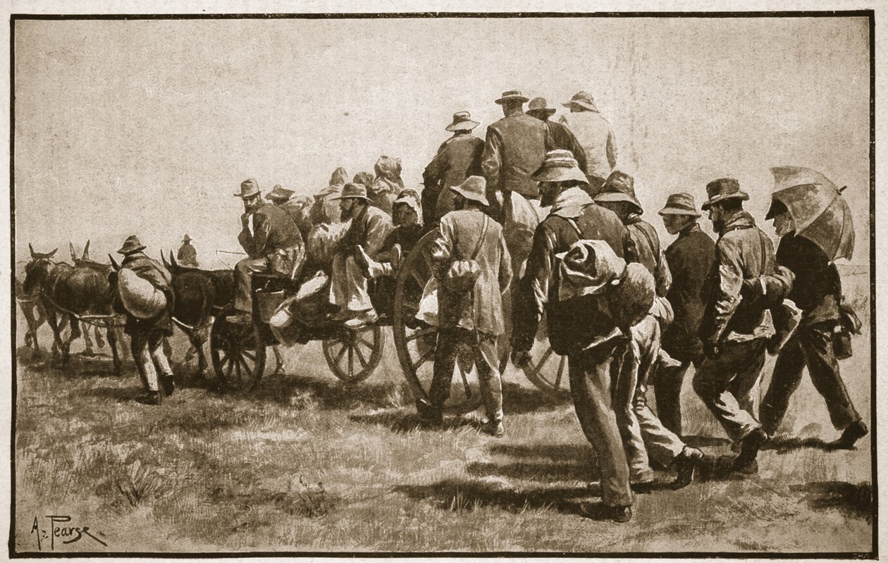 ケープに向かう途中のクロニエの仲間の囚人の一部、「19世紀の戦い、Vol。 VI：1899年から1900年のボーア戦争、アーキバルドフォーブス、ジョージアヘンティ、アーサーG少佐 作： アルフレッド・パース