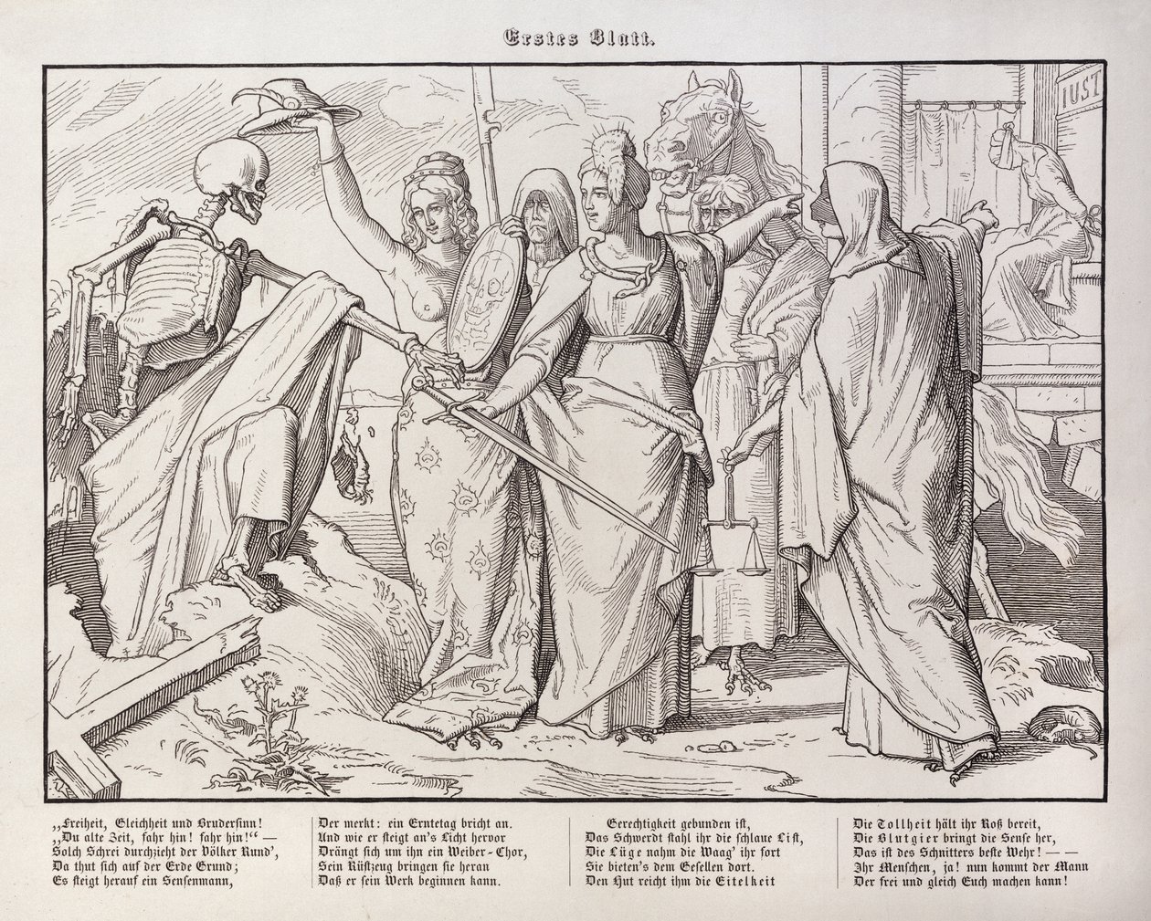 1849年にライプツィヒでGeorg Wigandによって公開された「Another Dance of Death」の最初のページ 作： アルフレッド・レテル