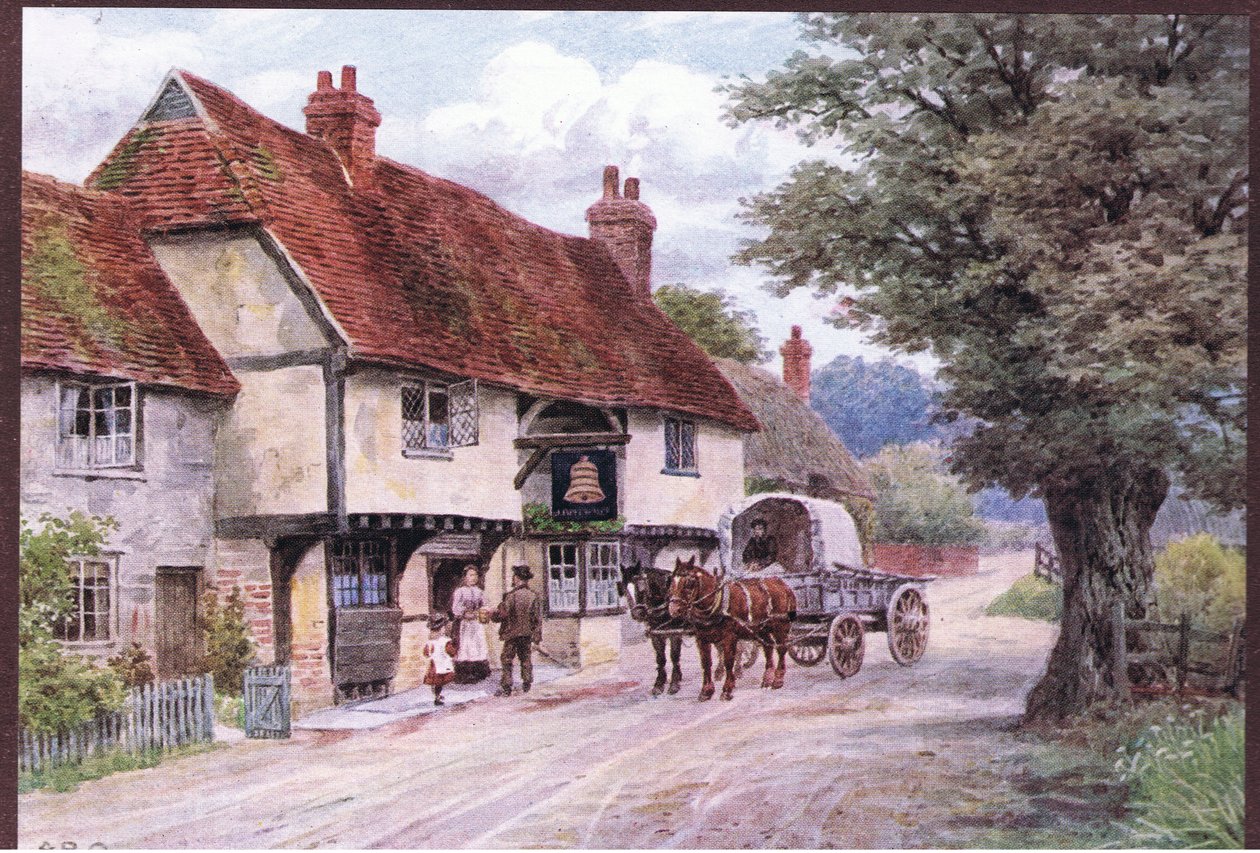The Cottages and the Village Life of Rural EnglandのWaltham St LawrenceのThe Bell Innは、1912年にDent＆Sons Limitedから出版されました。 作： アルフレッドロバートクイントン
