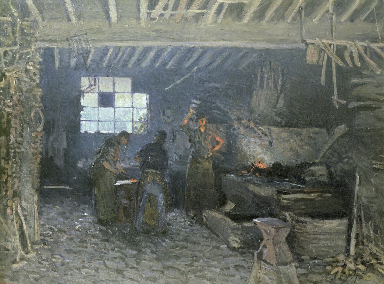 マルリールロワのフォージ、イブリーヌ、1875 作： アルフレッド・シスレー