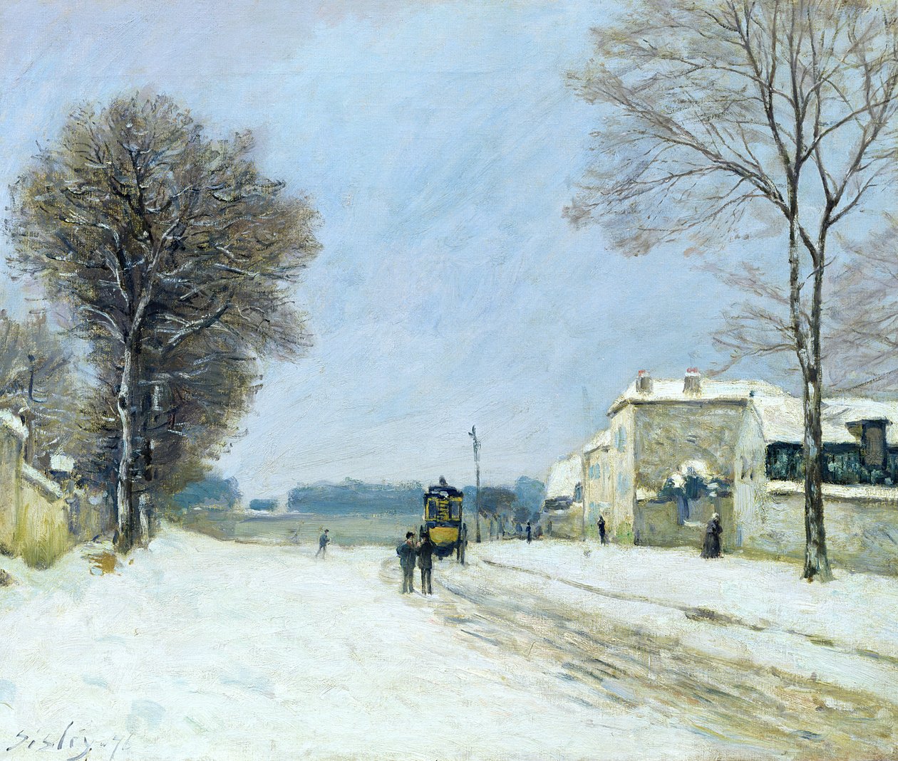 冬、雪の影響、1876 作： アルフレッド・シスレー