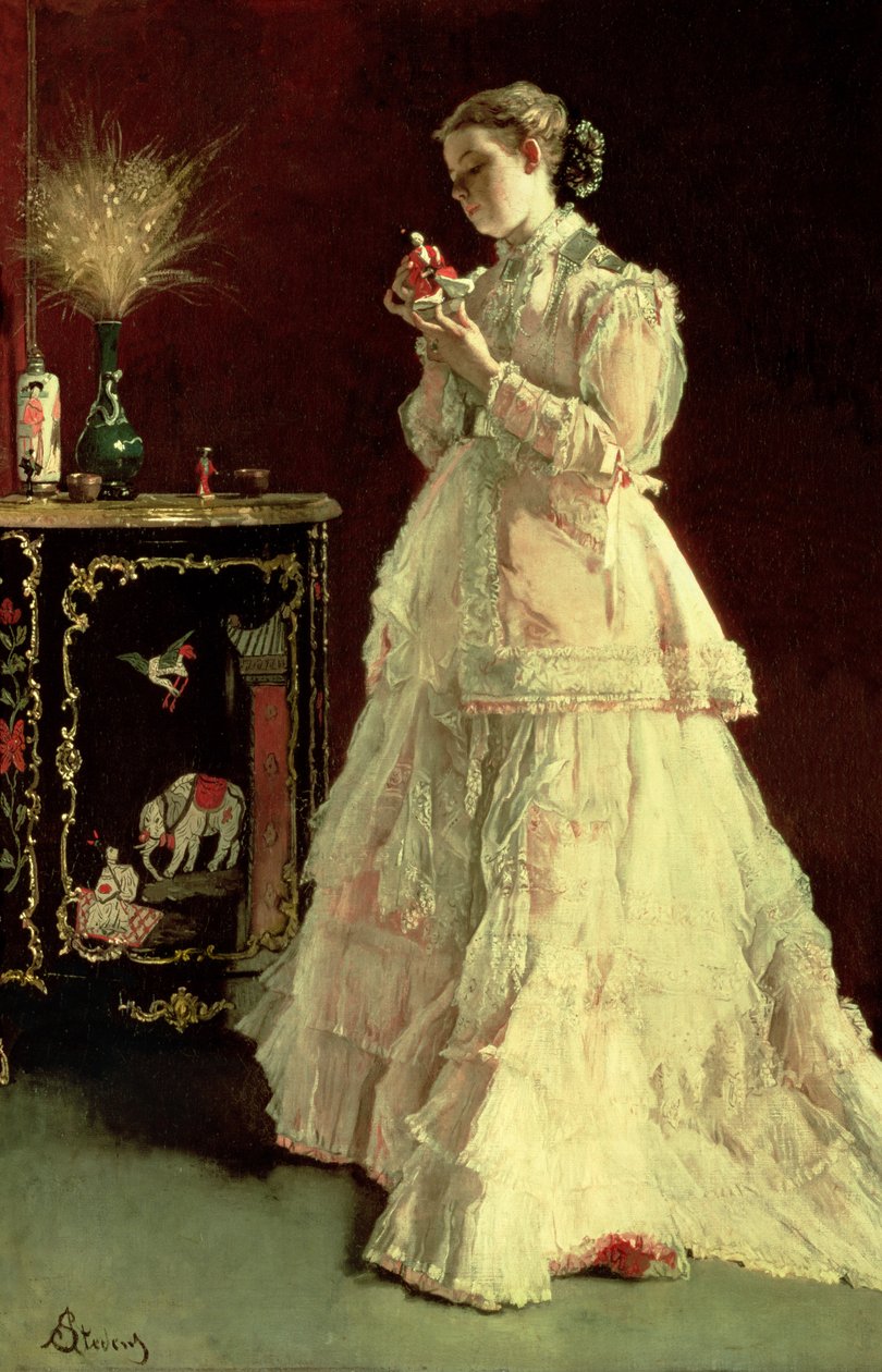 ピンクの女性、1867 作： アルフレッド・エミール・スティーブンス