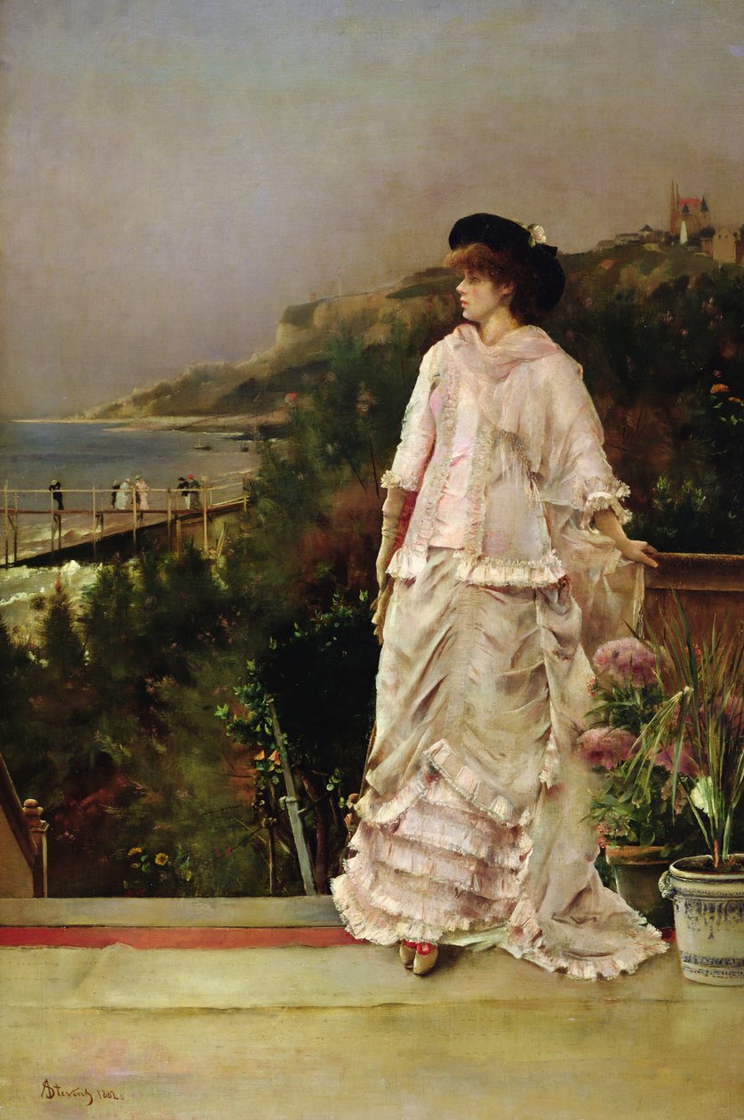 テラスの女、1882 作： アルフレッド・エミール・スティーブンス
