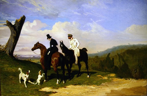 犬と一緒に出かけた時のポーズ（油彩・キャンバス） 作： アルフレッド・ドドルー