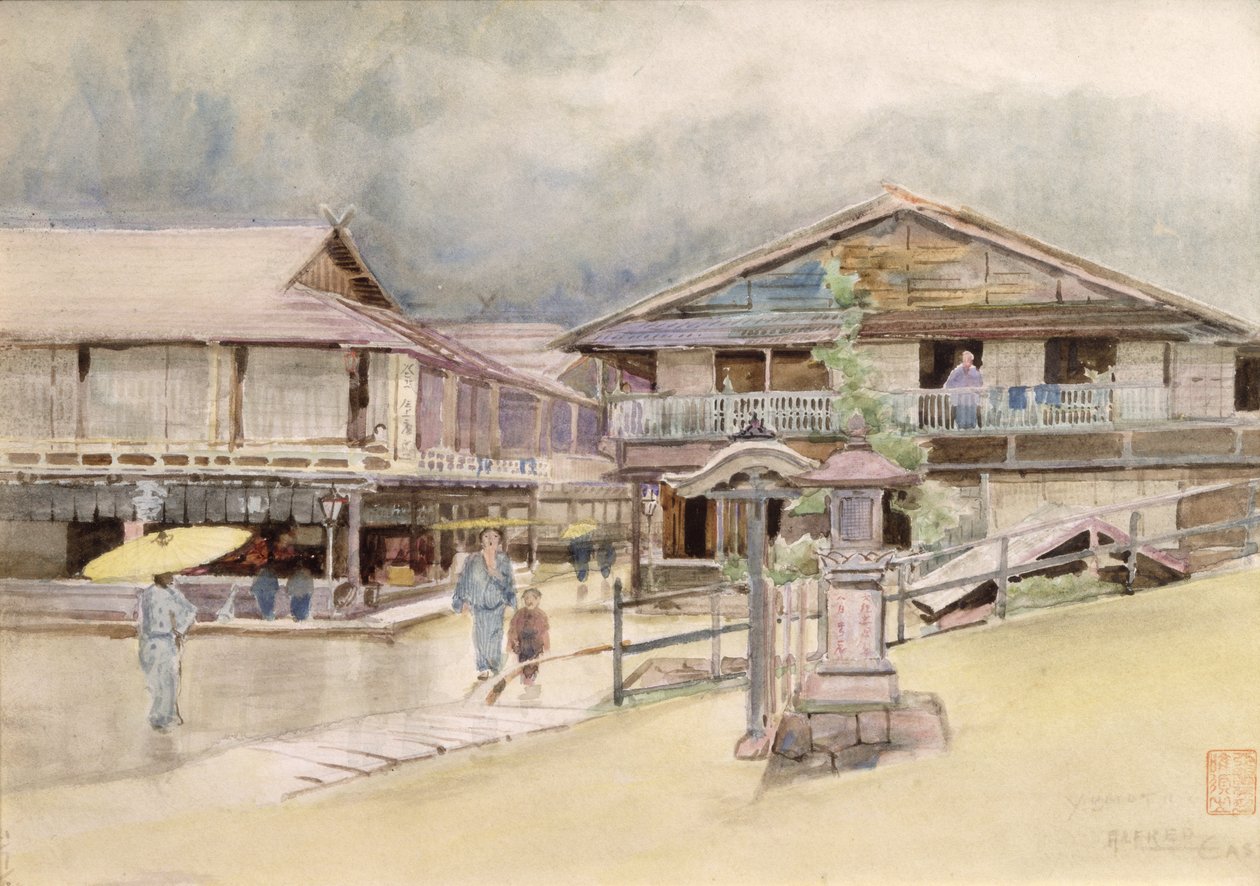 湯本での雨の日、1889年 作： アルフレッドイースト