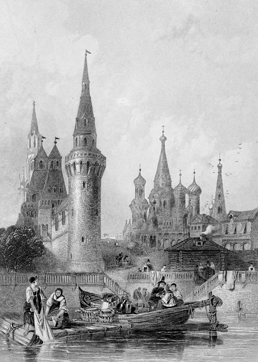 1844年頃にJHカーノットによって彫刻されたモスクワのヴァシリブラーゲノイ教会 作： アルフレッド・ゴマーサル・ビッカーズ